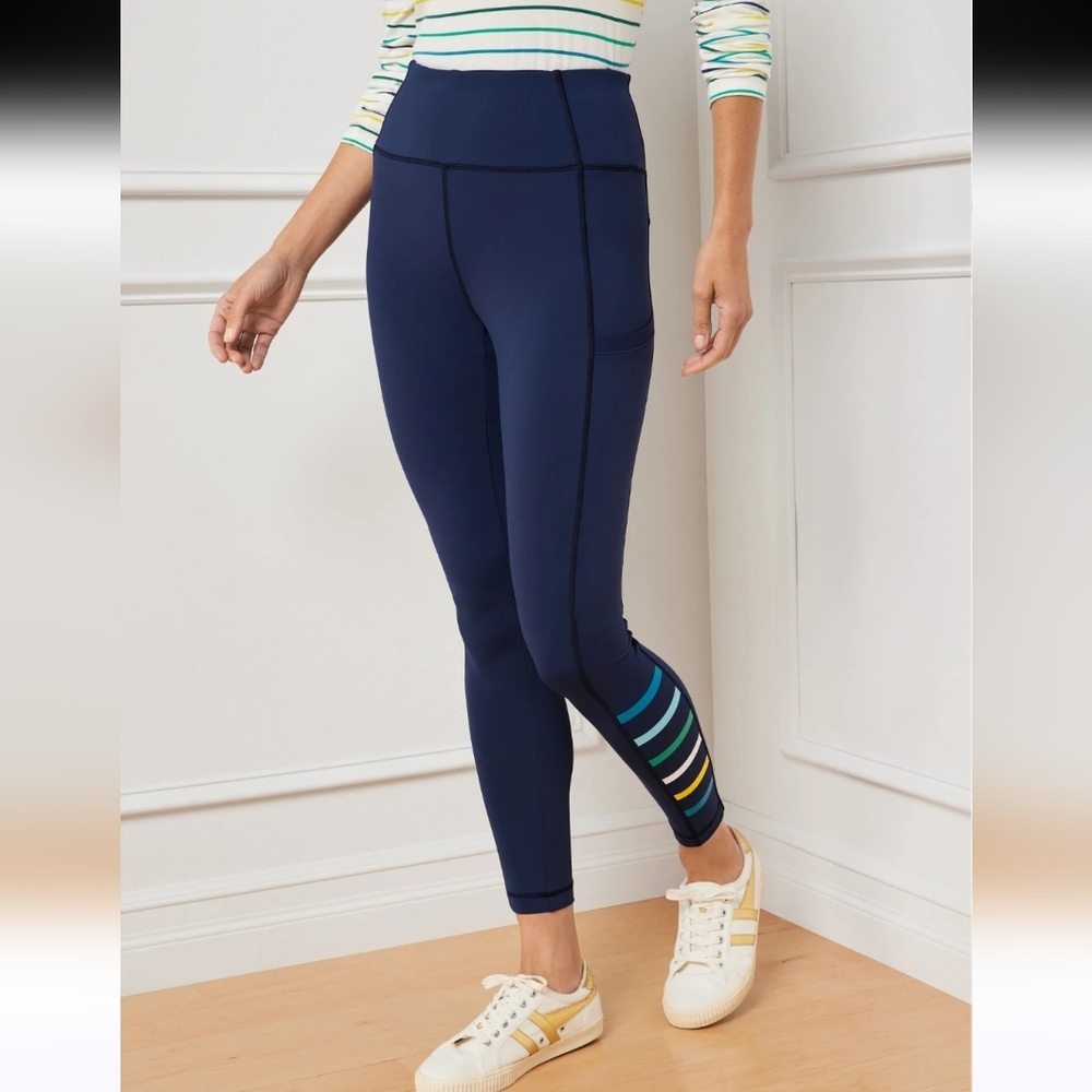 T By Talbots Navy Performance Interlock Leggings … - image 7